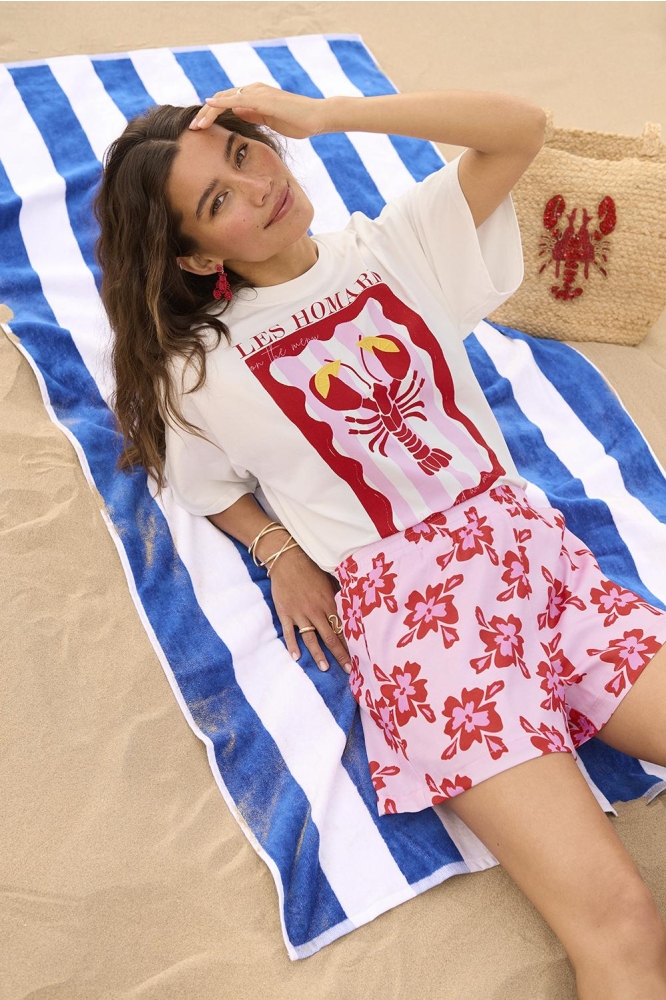 SHORT IVANA S HSS2526 RED FLOWER